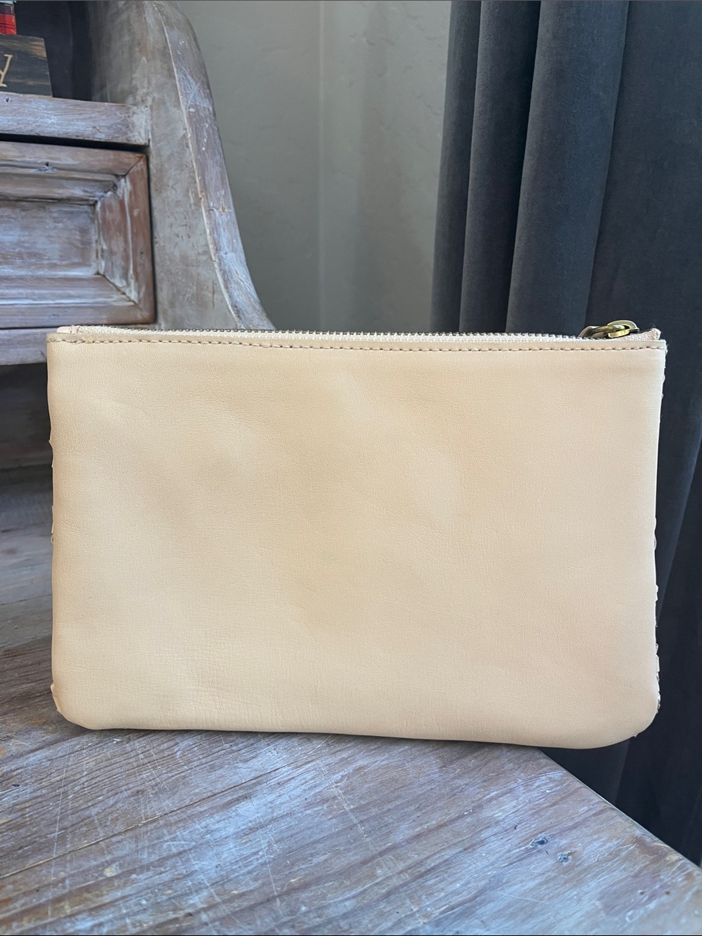 🤍 Madewell The Leather Pouch Clutch Crochet Edition Marzipan - Picture 2 of 10